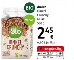 dm dmbio dinkel crunchy Müsli Angebot