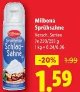 Lidl Milbona sprühsahne Angebot