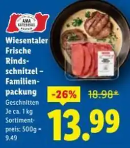 Lidl Wiesentaler frische rinds- schnitzel- familien- packung geschnitten Angebot