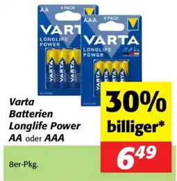 Nah&Frisch Varta batterien longlife power aa oder aaa Angebot