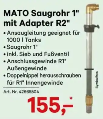 Lagerhaus MATO Saugrohr 1 mit Adapter R2 Angebot