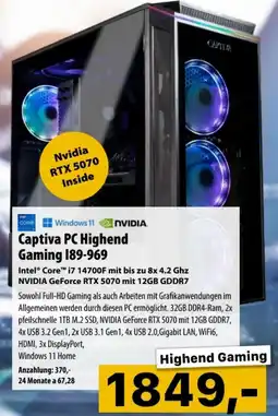 Cosmos Nvidia Captiva PC Highend Gaming 189-969 Angebot