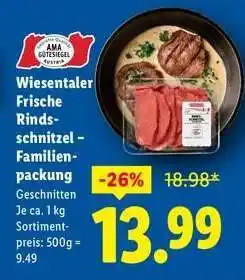 Lidl Wiesentaler Frische Rindschnitzel – Familienpackung Angebot