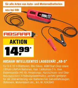OBI Absaar Batterieladegerät AB-5 All-in-One 5 A für Batterietypen bis 140 Ah Angebot