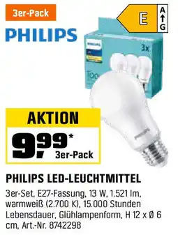 OBI Philips LED-Leuchtmittel E27 Glühlampenform Angebot