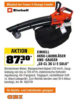 OBI Einhell akku-laubbläser und -sauger Angebot
