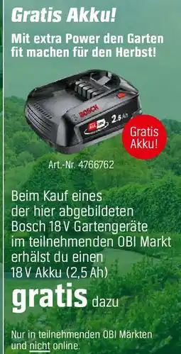 OBI Bosch Ersatzakku 18 V/2,5 Ah Angebot