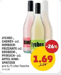 PENNY Lychee cherry od himbeer frizzante od erdbeer pfirsich od apfel kiwi spritzer Angebot