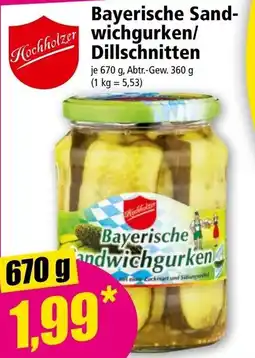 Norma Bayerische Sand-wichgurken/Dillschitten Angebot