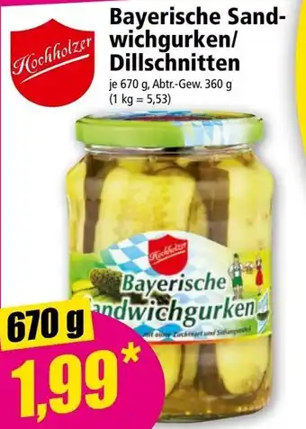 Norma Bayerische Sand-wichgurken/Dillschitten Angebot