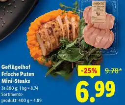 Lidl Geflügelhof frische puten mini-steaks Angebot