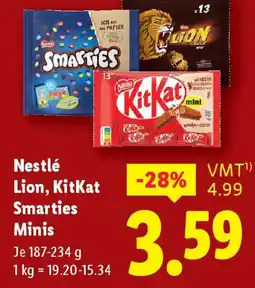 Lidl Nestlé lion, kitkat smarties minis Angebot