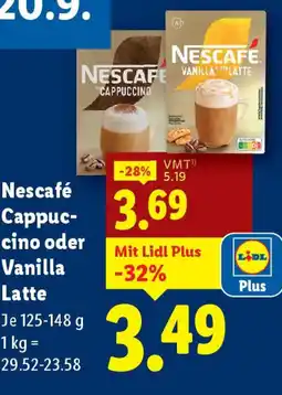 Lidl Nescafé cappuccino oder vanilla latte Angebot