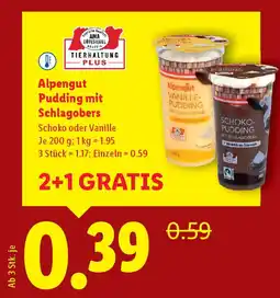 Lidl Alpengut pudding mit schlagobers Angebot