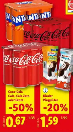 Lidl Coca-cola cola, cola zero oder fanta Angebot