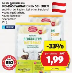 Hofer Zurück zum ursprung bio-käsevariation in scheiben Angebot