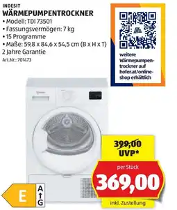 Hofer Indesit wärmepumpentrockner Angebot