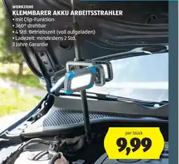 Hofer Workzone klemmbarer akku arbeitsstrahler Angebot