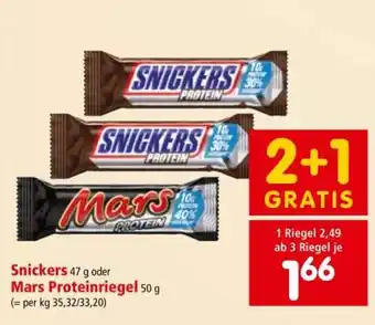 Interspar Snickers oder Mars Proteinriegel Angebot