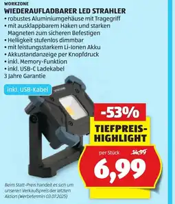 Hofer Workzone wiederaufladbarer led strahler Angebot