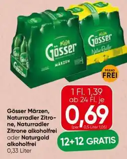Spar Gösser Märzen, Naturradler Zitrone, Naturradler Zitrone alkoholfrei oder Naturgold alkoholfrei Angebot