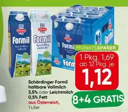 Spar Schärdinger Formil haltbare Vollmilch 3,5% oder Leichtmilch 0,5% Fett Angebot