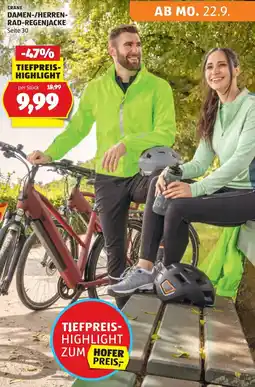 Hofer Crane damen-herren- rad-regenjacke Angebot
