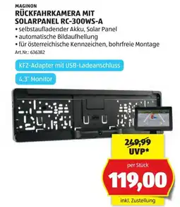 Hofer Maginon rückfahrkamera mit solarpanel rc-300ws-a Angebot