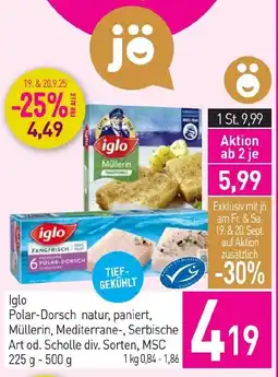 Sutterlüty Iglo Polar-Dorsch natur, paniert, Müllerin, Mediterrane-, Serbische Art od. Scholle div. Sorten, Angebot