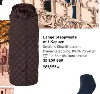 Tchibo Eduscho Lange Steppweste mit Kapuze Angebot