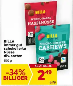 Billa Billa immer gut schokolierte nüsse div. sorten Angebot