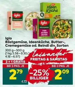 Billa Iglo Röstgemüse, Ideenküche, Butter-, Cremegemüse od. Reindl div. Sorten Angebot