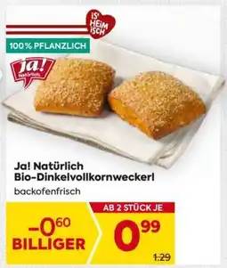 Billa Ja! Natürlich Bio-Dinkelvollkornweckerl Angebot