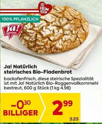 Billa Ja! natürlich steirisches bio-fladenbrot Angebot