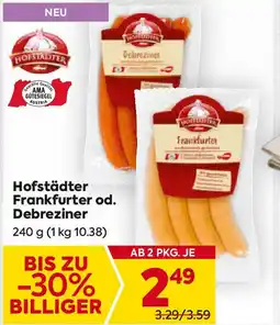 Billa Hofstädter frankfurter od. debreziner Angebot