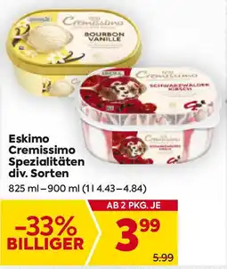 Billa Eskimo cremissimo spezialitäten div. sorten Angebot