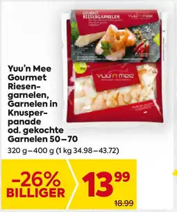 Billa Yuu'n mee gourmet riesen- garnelen, garnelen in knusper- panade od. gekochte garnelen 50-70 Angebot