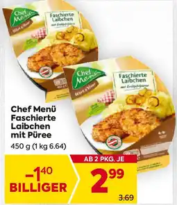 Billa Chef menü faschierte laibchen mit püree Angebot