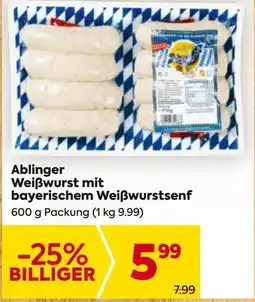Billa Ablinger weißwurst mit bayerischem weißwurstsenf Angebot