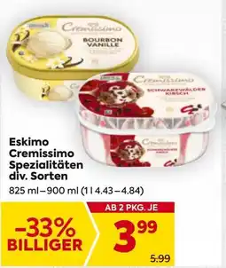 Billa Eskimo cremissimo spezialitäten div. sorten Angebot