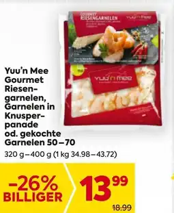 Billa Yuu'n mee gourmet riesen- garnelen, garnelen in knusper- panade od. gekochte garnelen 50-70 Angebot