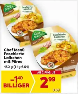 Billa Chef menü faschierte laibchen mit püree Angebot