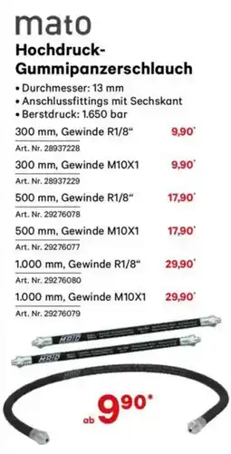 Lagerhaus mato Hochdruck- Gummipanzerschlauch Angebot