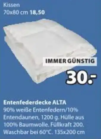 JYSK Entenfederdecke ALTA Angebot