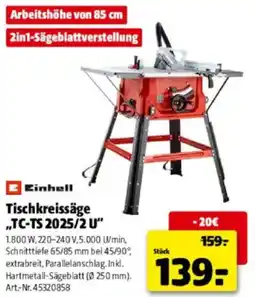 Hagebau Tischkreissäge „TC-TS 2025/2 U" Angebot