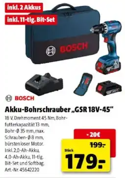 Hagebau Akku-Bohrschrauber „GSR 18V-45" Angebot