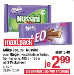 Maximarkt Milka leo, 3er, nussini oder riegel Angebot