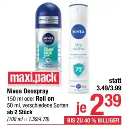 Maximarkt Nivea deospray oder Roll on Angebot