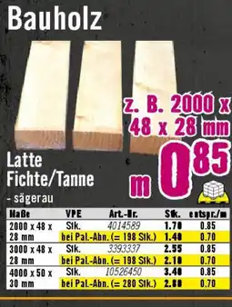 Hornbach Bauholz Latte Fichte/Tanne Angebot