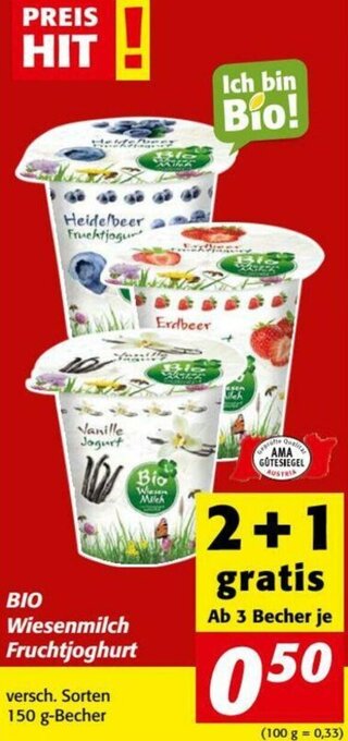 Nah&Frisch Bio Wiesenmilch Fruchtjoghurt 150g Angebot
